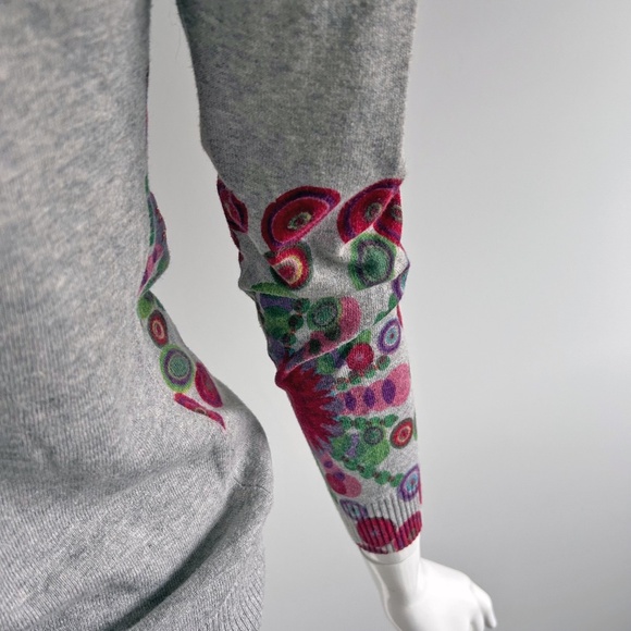 Desigual Cotton blend sweater, Geometric pattern grey, Size S - Picture 8 of 13